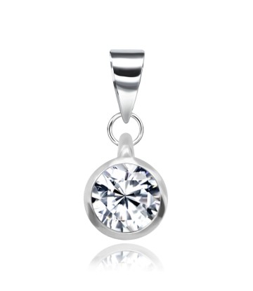 5mm CZ Round Stone Silver Pendant SPEB-81n